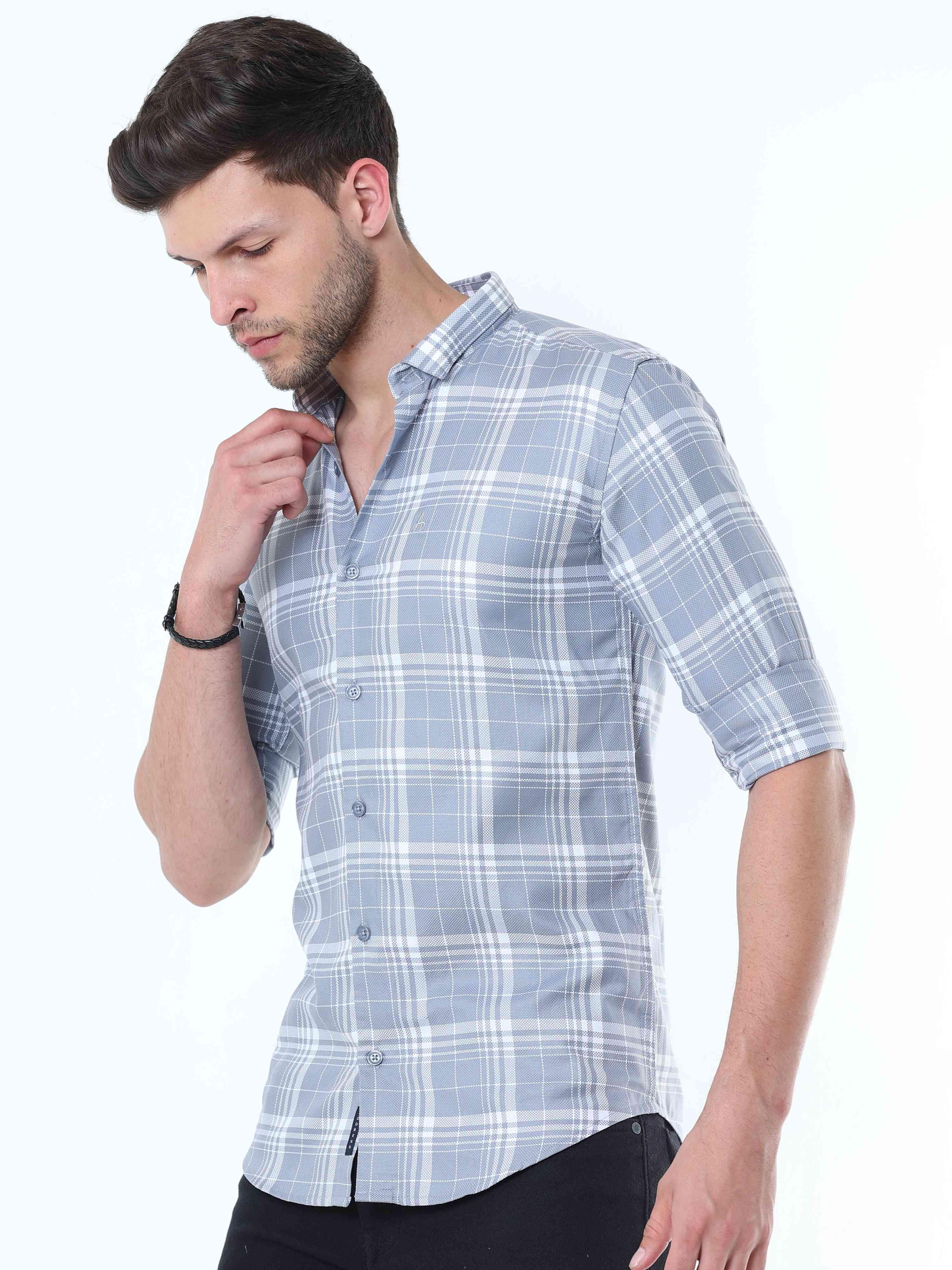 Cool-Grey Supima Check Shirt