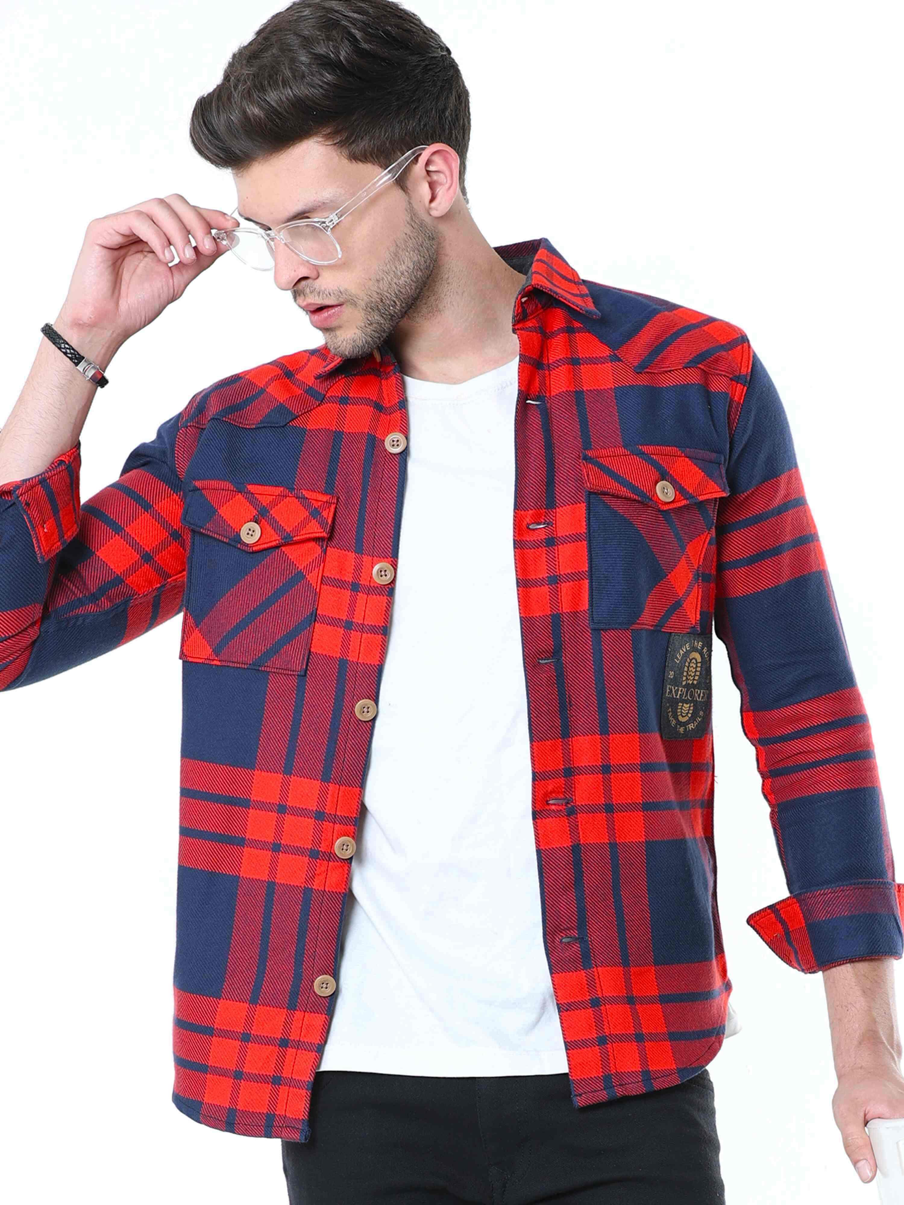 Red Casual Check Shirt