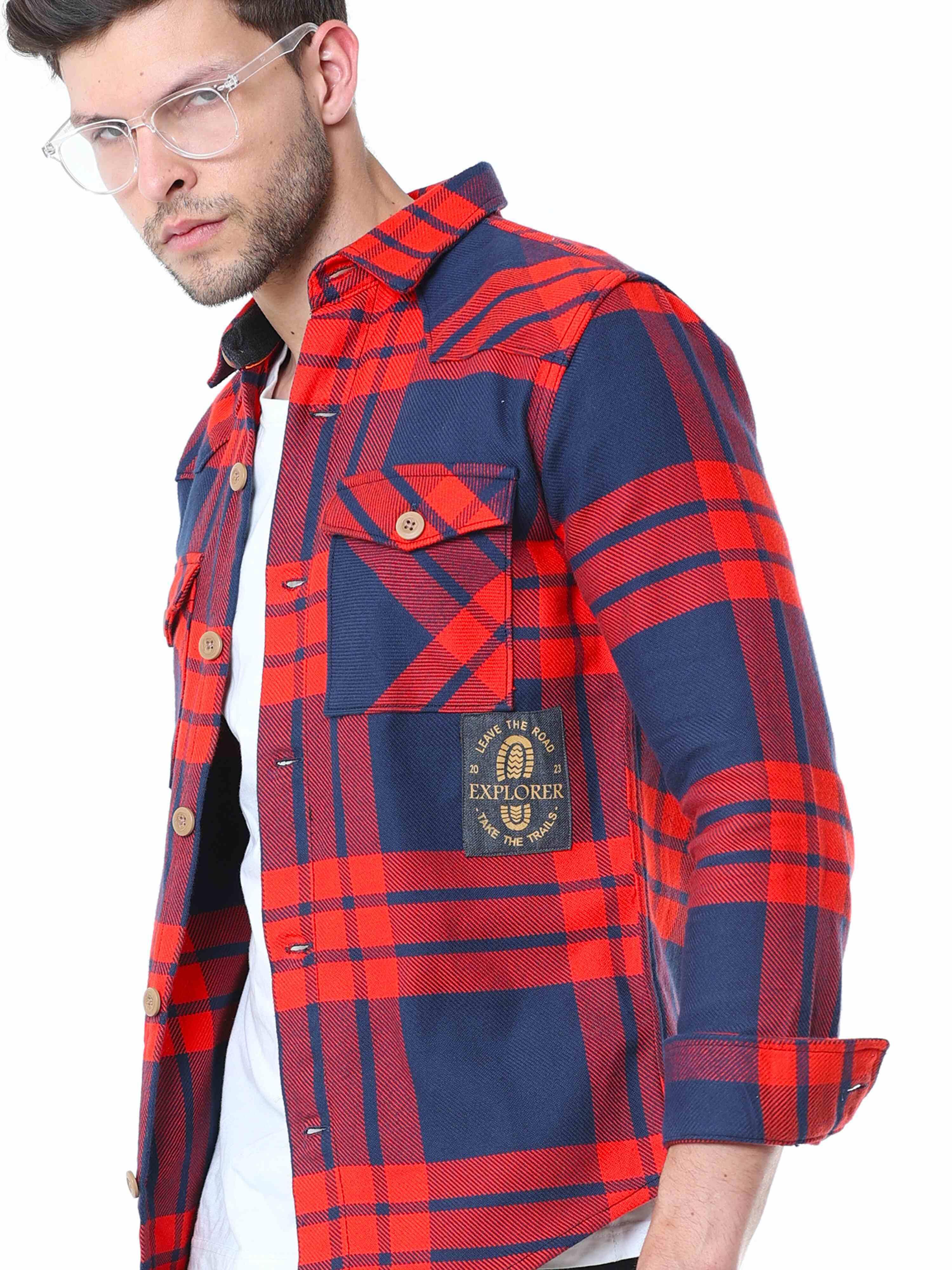 Red Casual Check Shirt