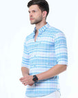 Neon Blue Classy Check Shirt