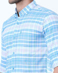 Neon Blue Classy Check Shirt