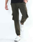 Olive Solid Cargo Pant