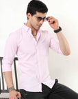 Pastel Pink Slim Fit Stripe Shirt
