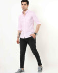 Pastel Pink Slim Fit Stripe Shirt