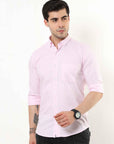Pastel Pink Slim Fit Stripe Shirt