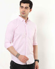 Pastel Pink Slim Fit Stripe Shirt