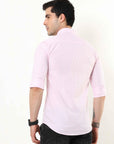 Pastel Pink Slim Fit Stripe Shirt