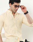 Canary Yellow Slim Fit Stripe Shirt