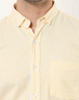 Canary Yellow Slim Fit Stripe Shirt