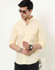Canary Yellow Slim Fit Stripe Shirt