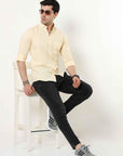 Canary Yellow Slim Fit Stripe Shirt