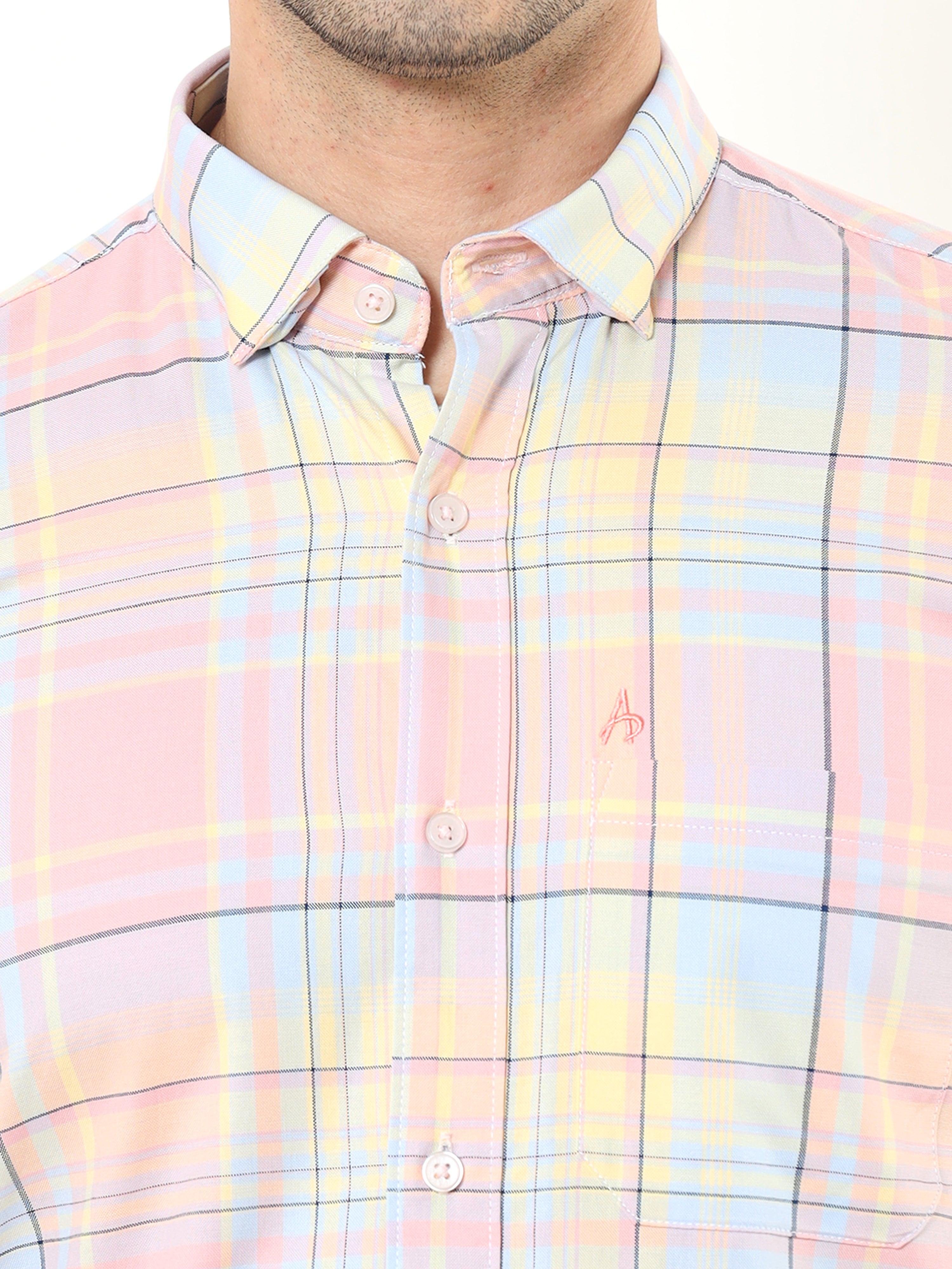 Pink Check Slim Fit Shirt