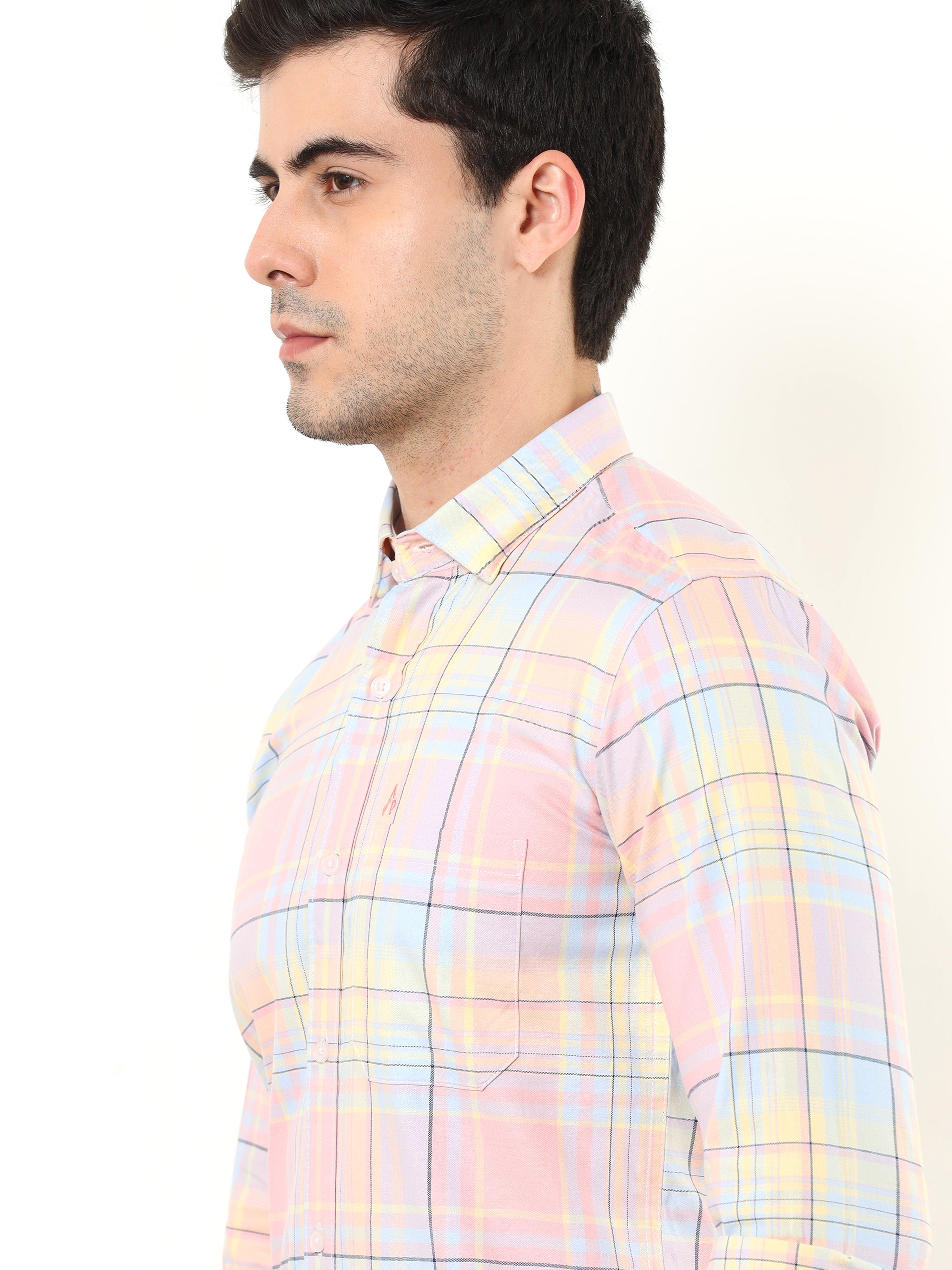 Pink Check Slim Fit Shirt