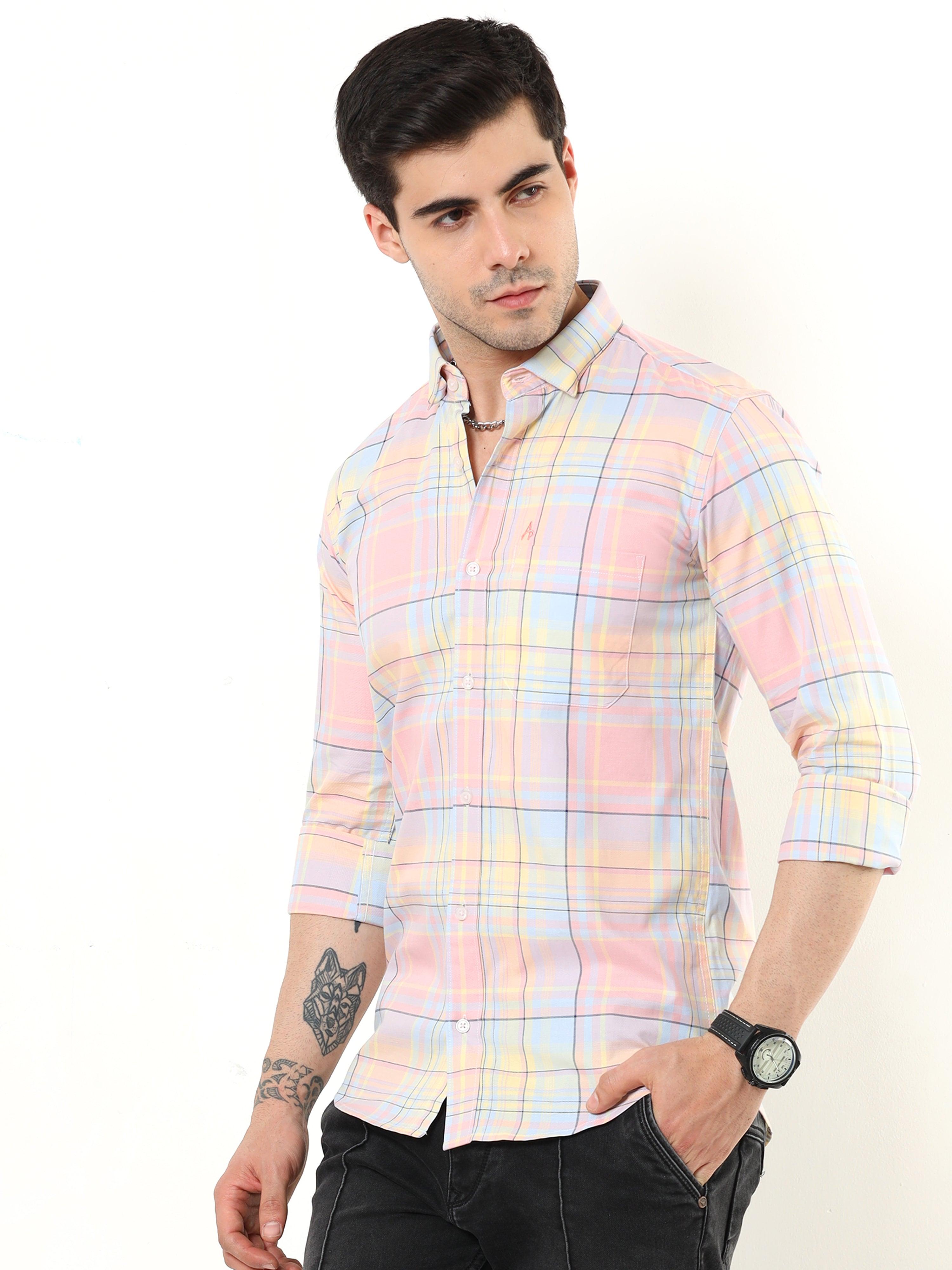 Pink Check Slim Fit Shirt