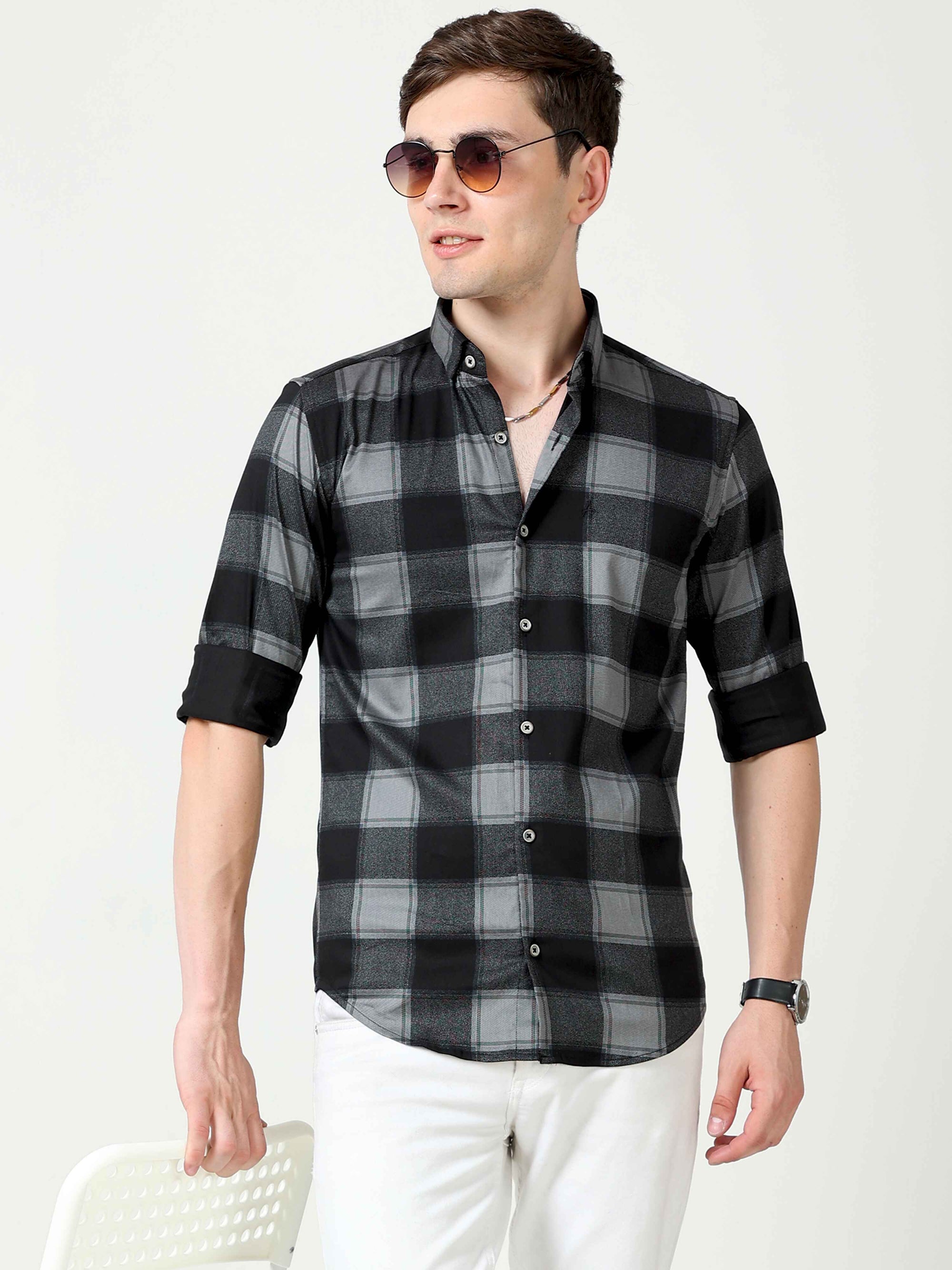 Slim Fit Black Full Sleeve Shirt