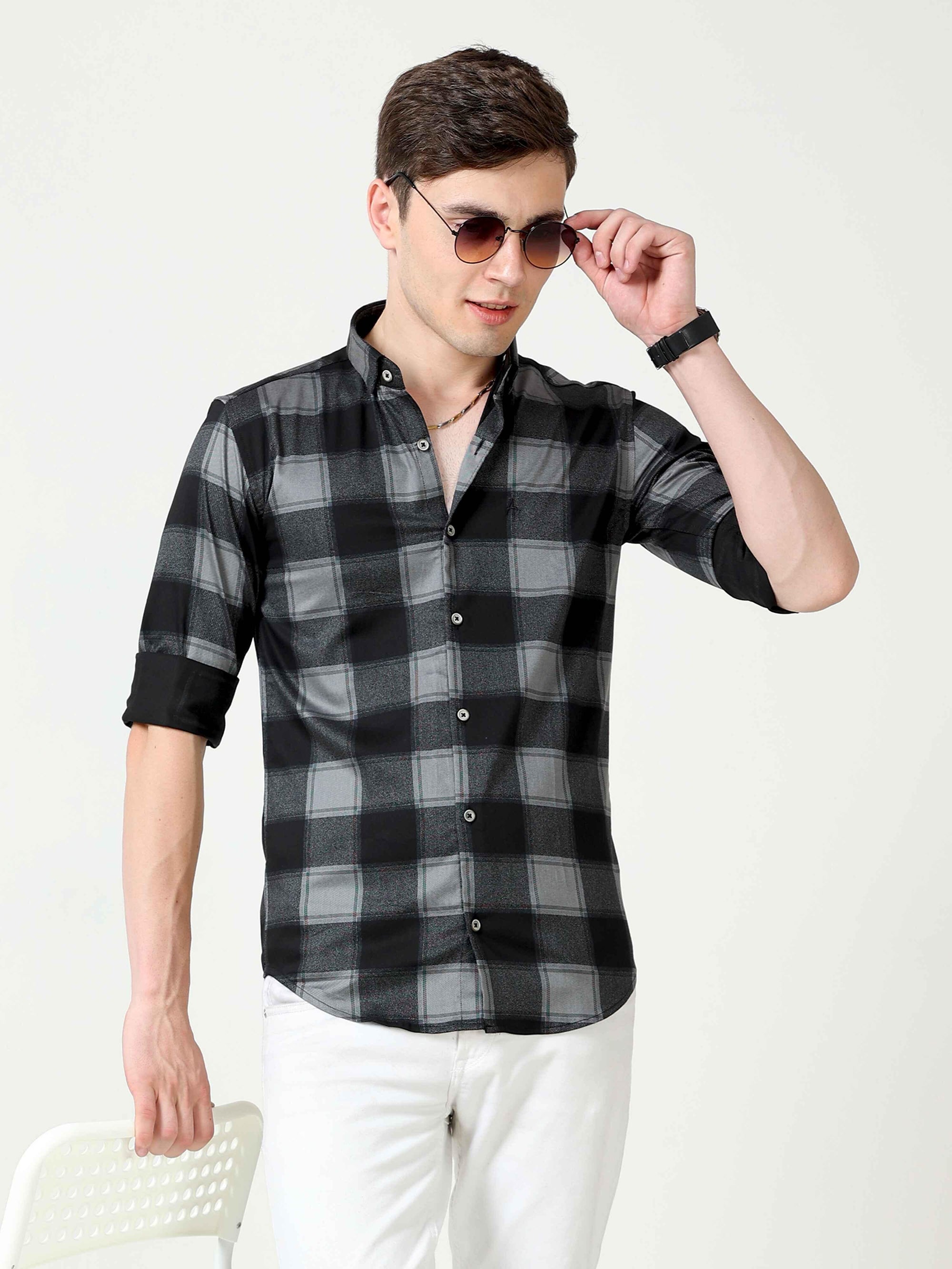 Slim Fit Black Full Sleeve Shirt