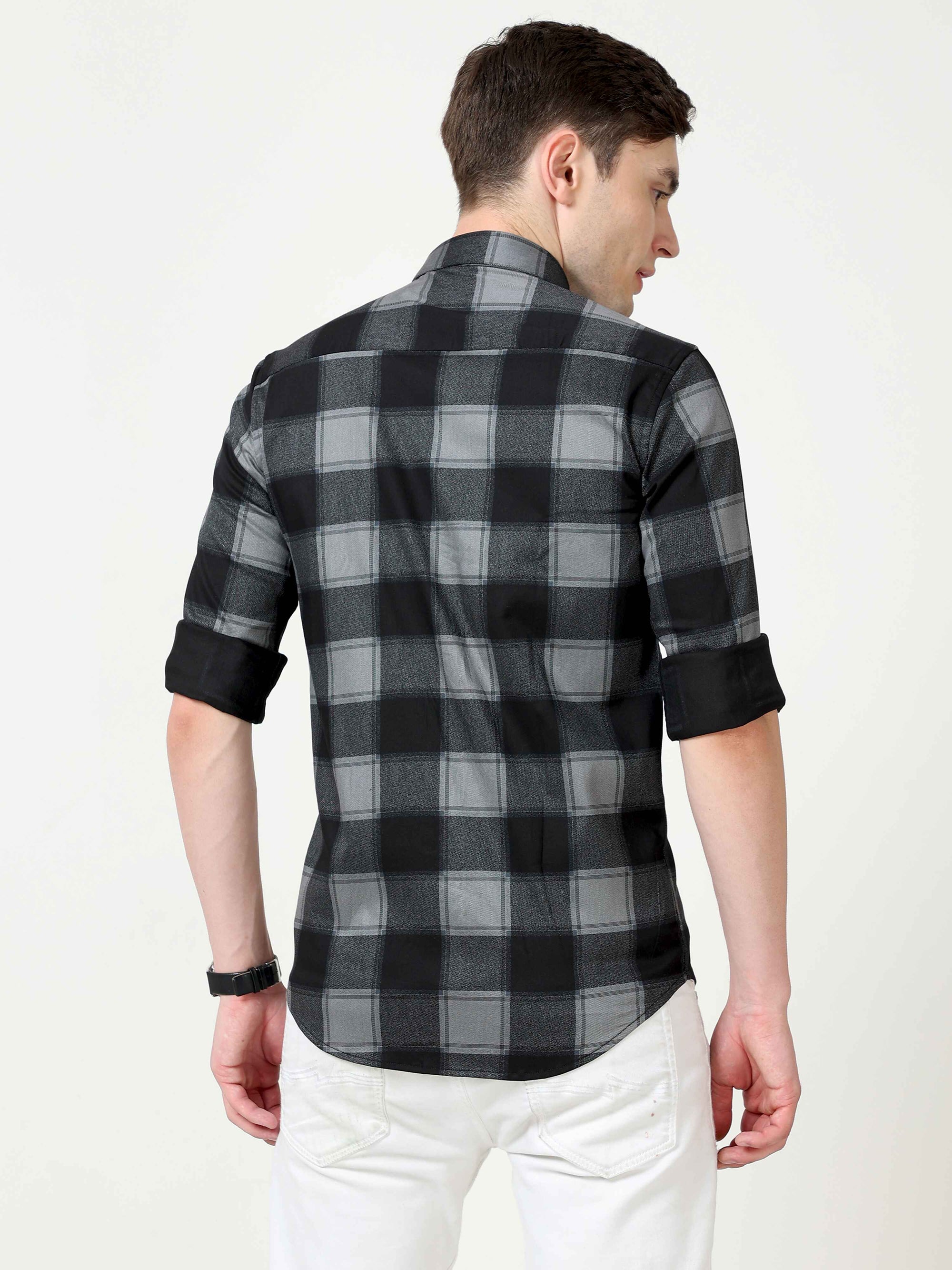 Slim Fit Black Full Sleeve Shirt