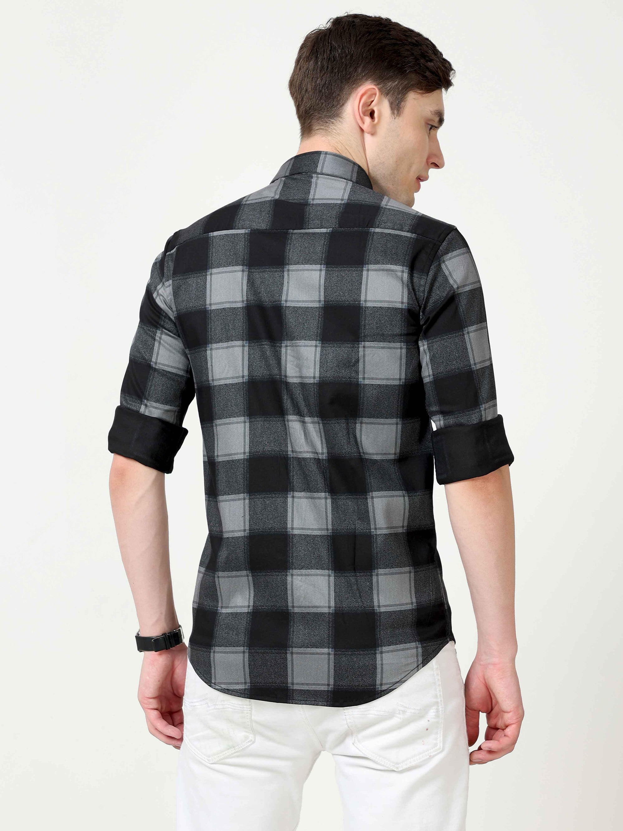 Slim Fit Black Full Sleeve Shirt
