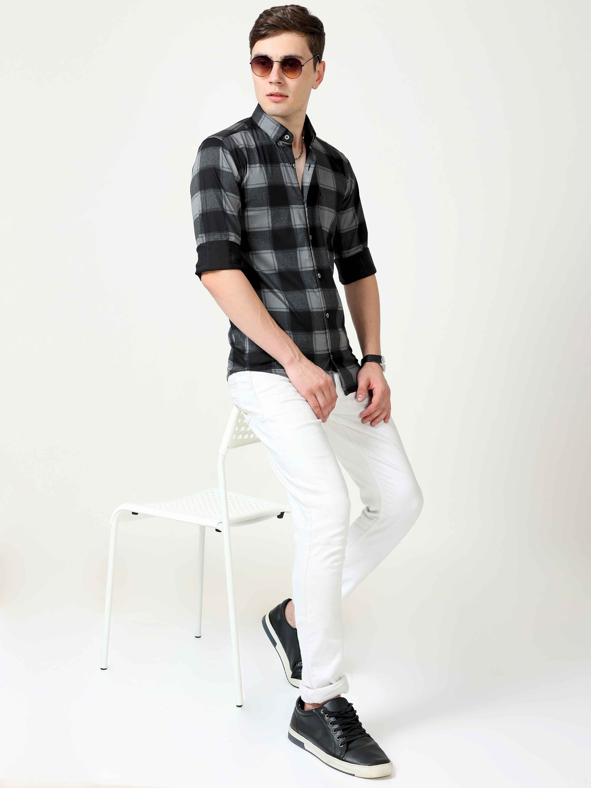 Slim Fit Black Full Sleeve Shirt