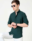 Slim Fit Bottle Green Shirt