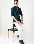 Slim Fit Bottle Green Shirt