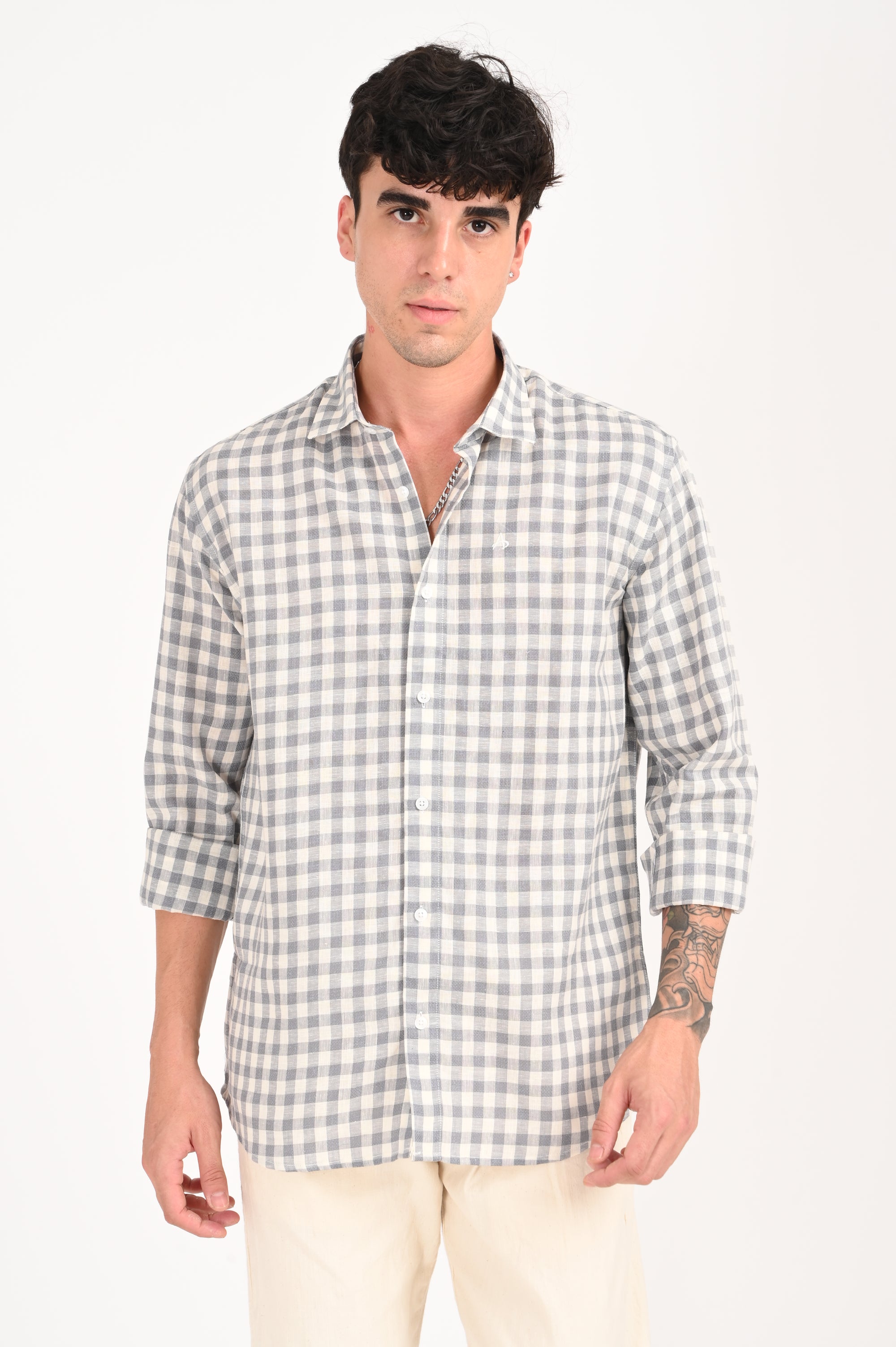 Grey Regular Fit Check Shirt