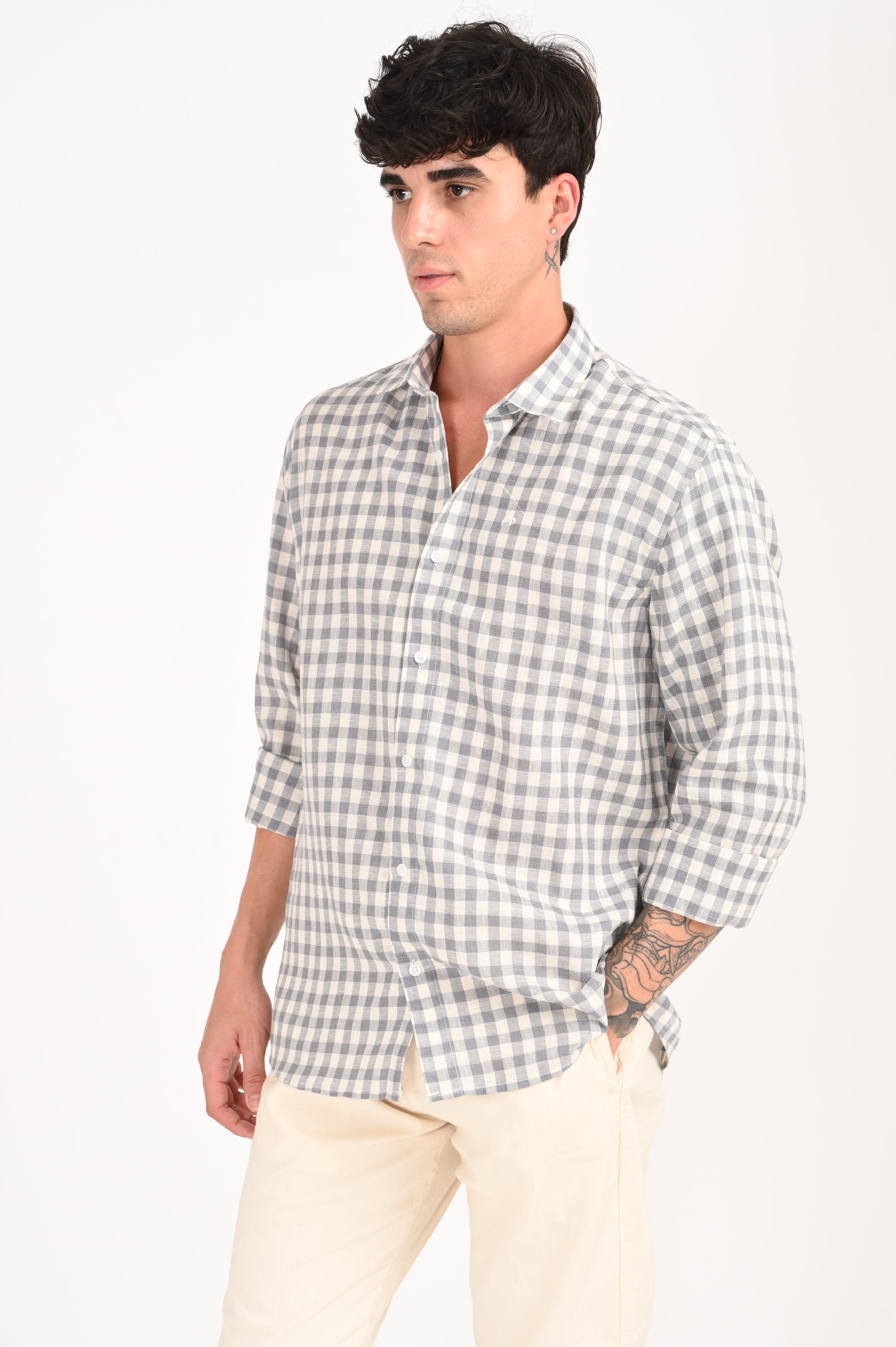 Grey Regular Fit Check Shirt