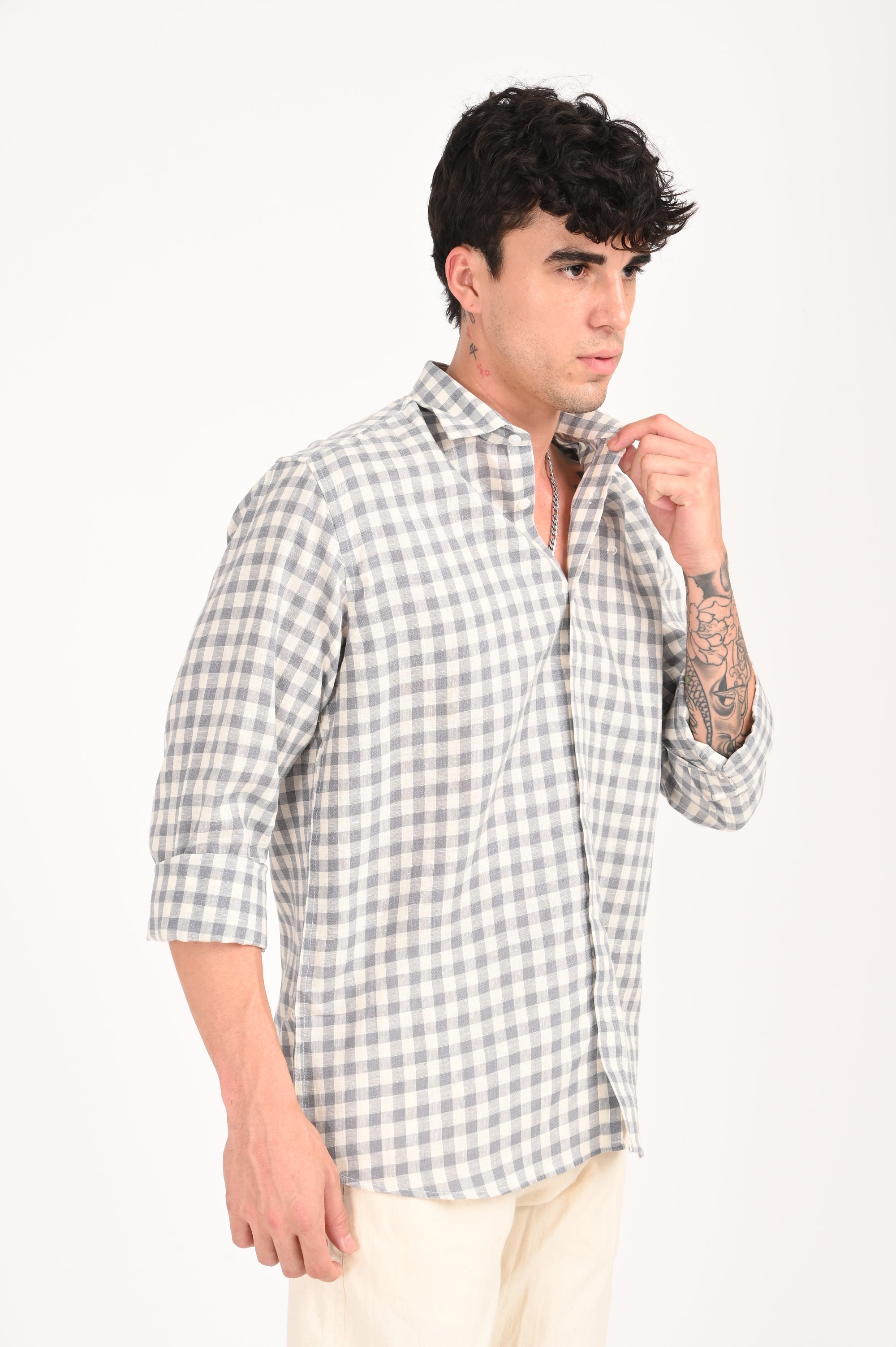 Grey Regular Fit Check Shirt