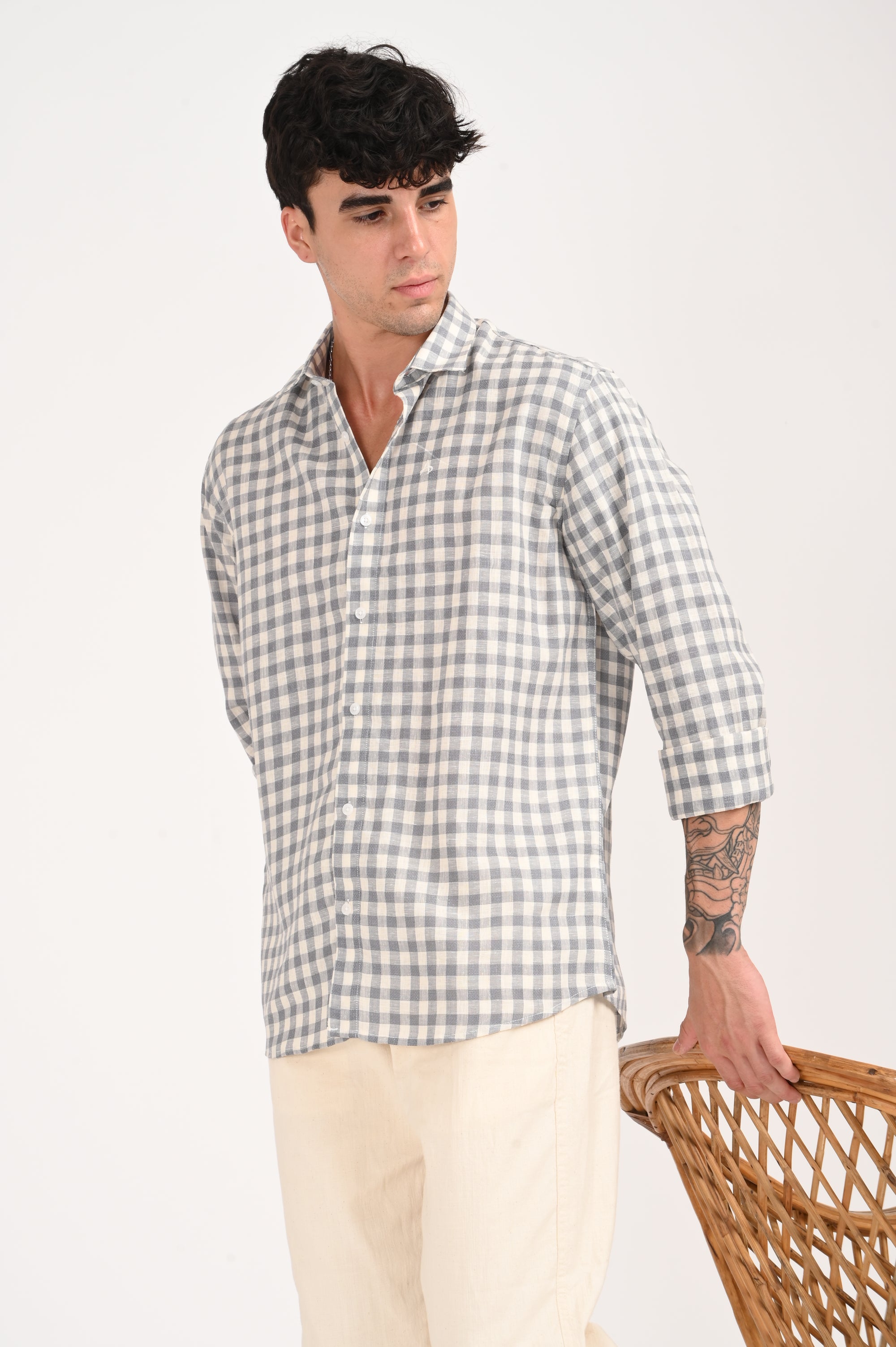 Grey Regular Fit Check Shirt
