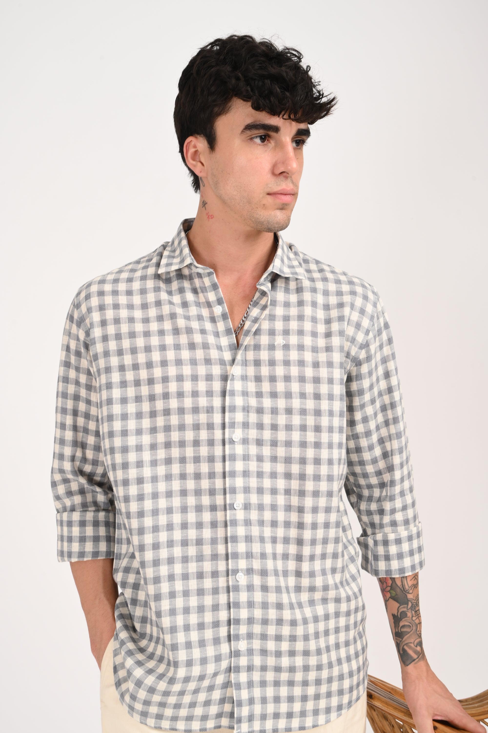 Grey Regular Fit Check Shirt
