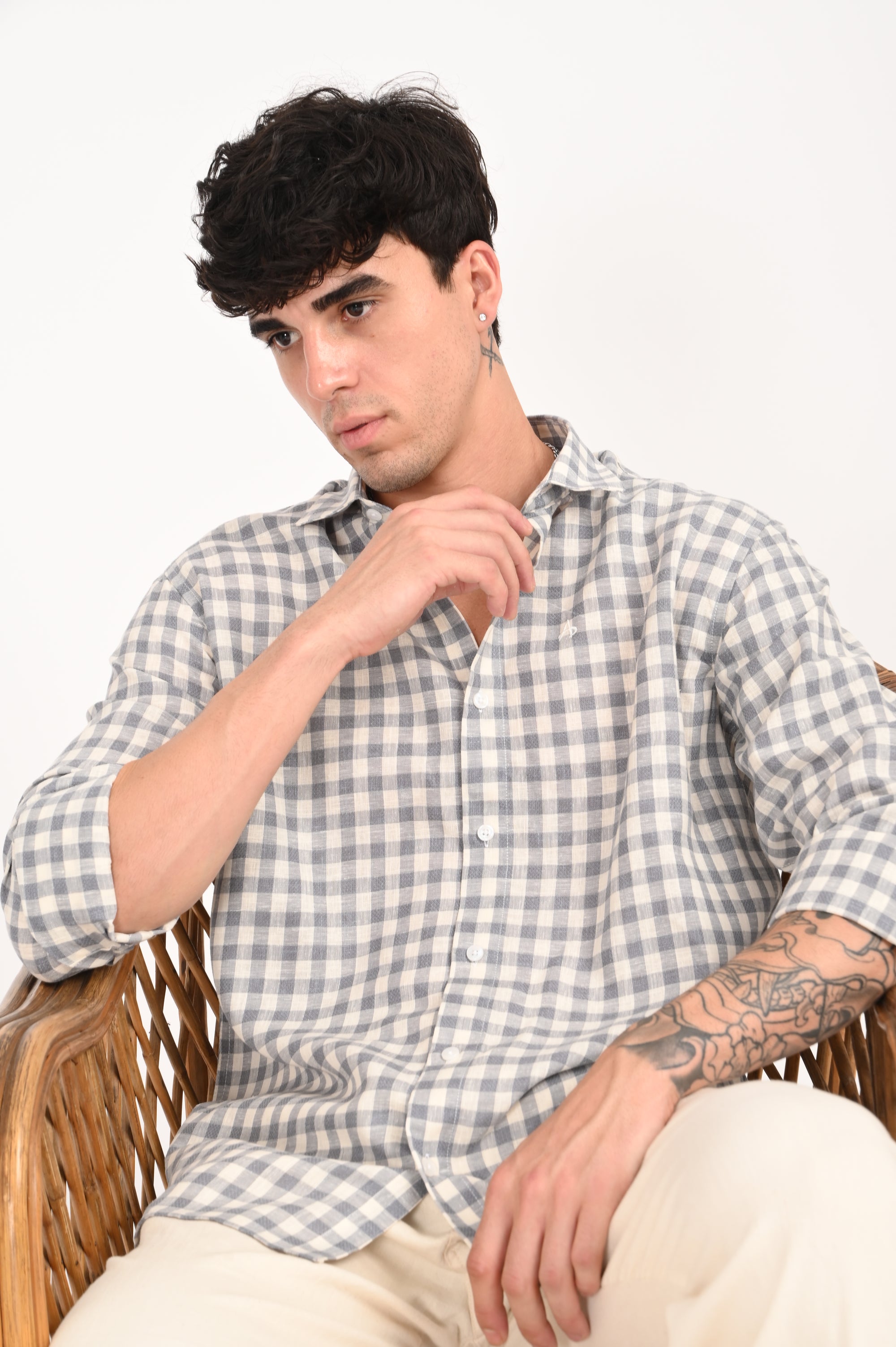 Grey Regular Fit Check Shirt
