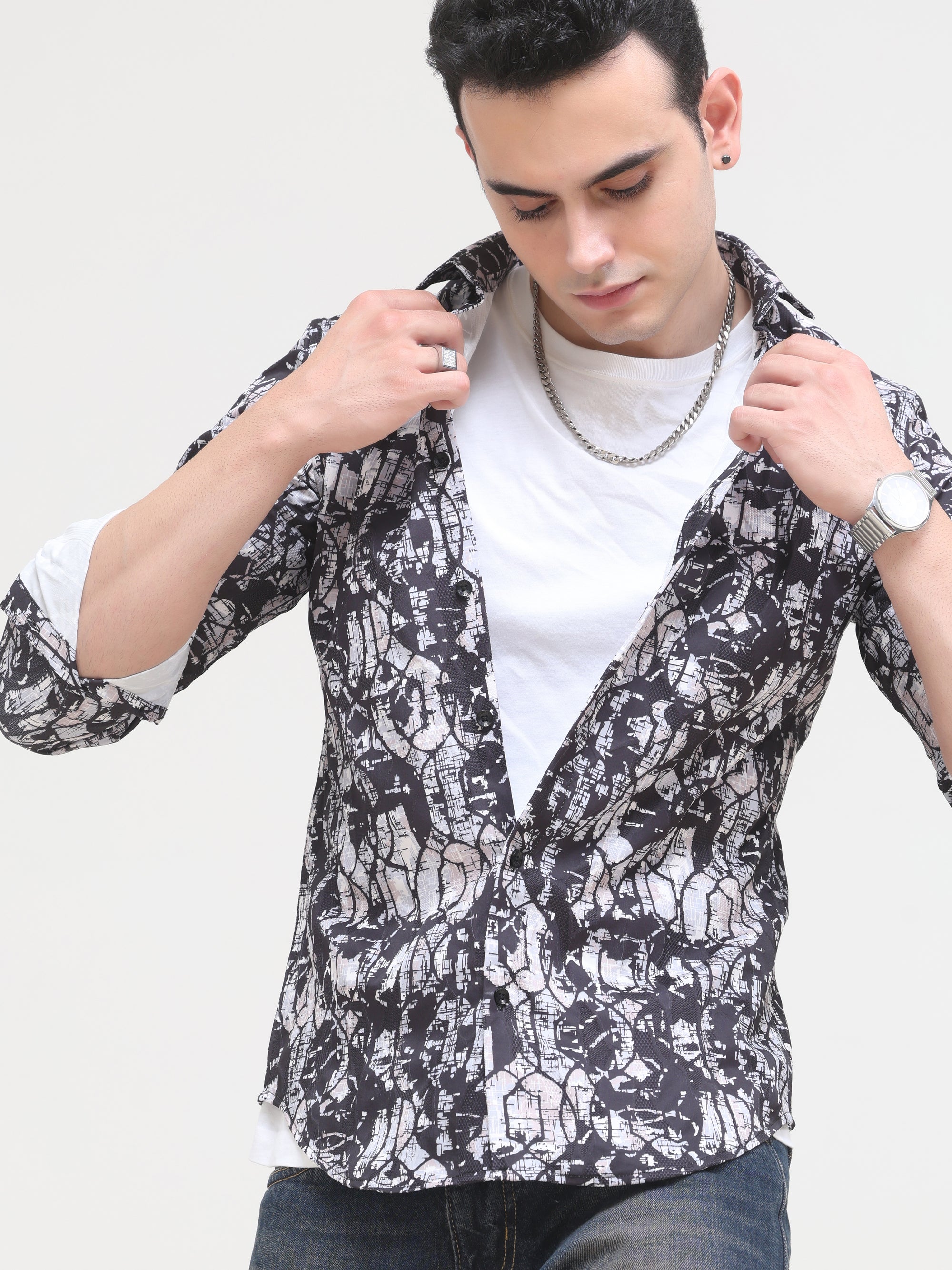 Black Tapered Fit Shirt