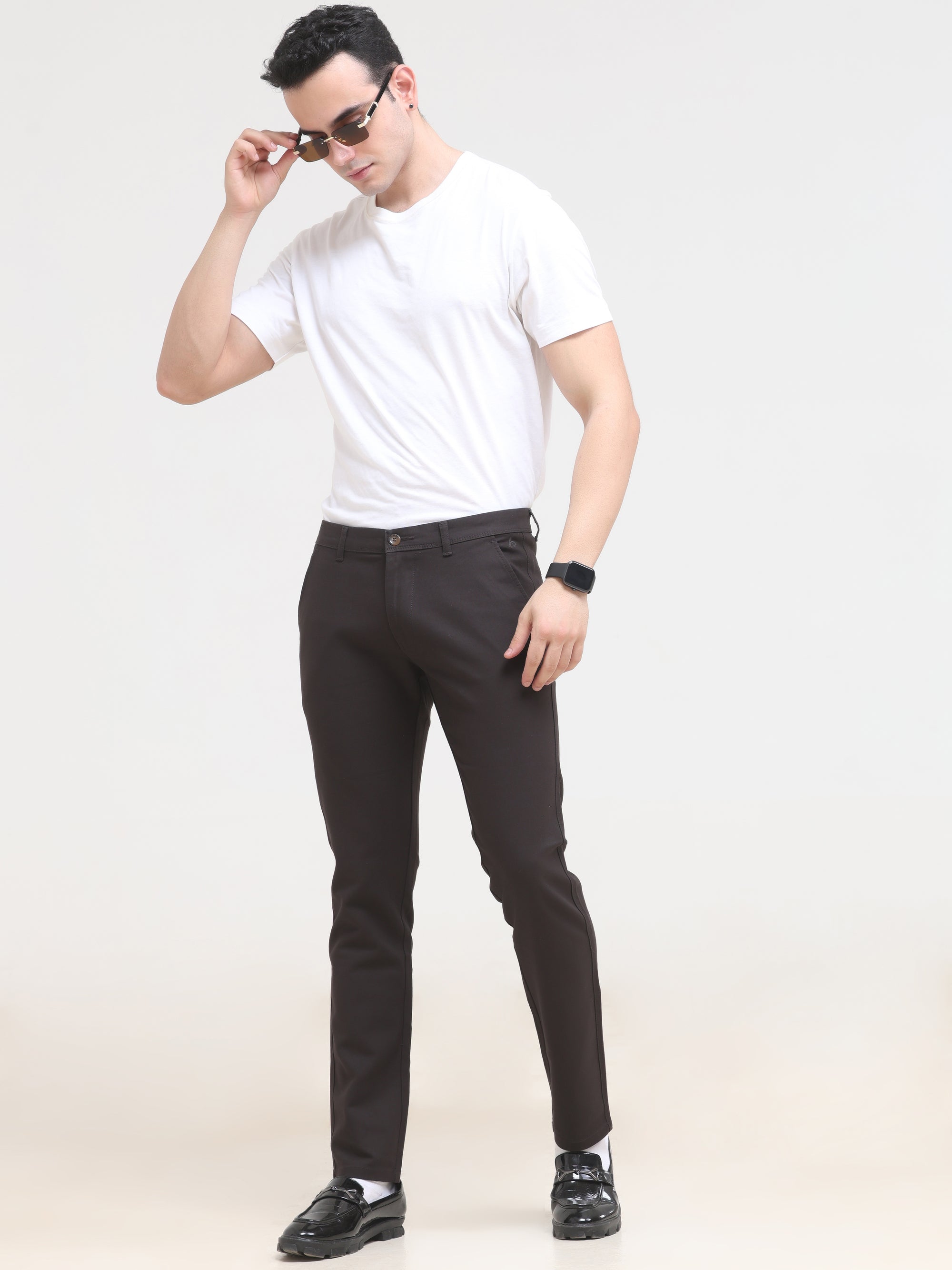 Ankle Fit Cotton Trousers