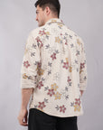 Relaxed Fit Floral Print Cream Color Shirt
