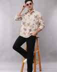 Relaxed Fit Floral Print Cream Color Shirt