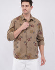 Relaxed Fit Floral Print Khaki Shirt