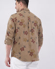 Relaxed Fit Floral Print Khaki Shirt