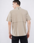 Half Sleeve Regular Fit Double Flap Beige Shirt