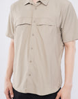 Half Sleeve Regular Fit Double Flap Beige Shirt