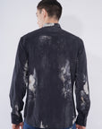Tapered Fit Bloom Print Black Full Sleeve Shirt