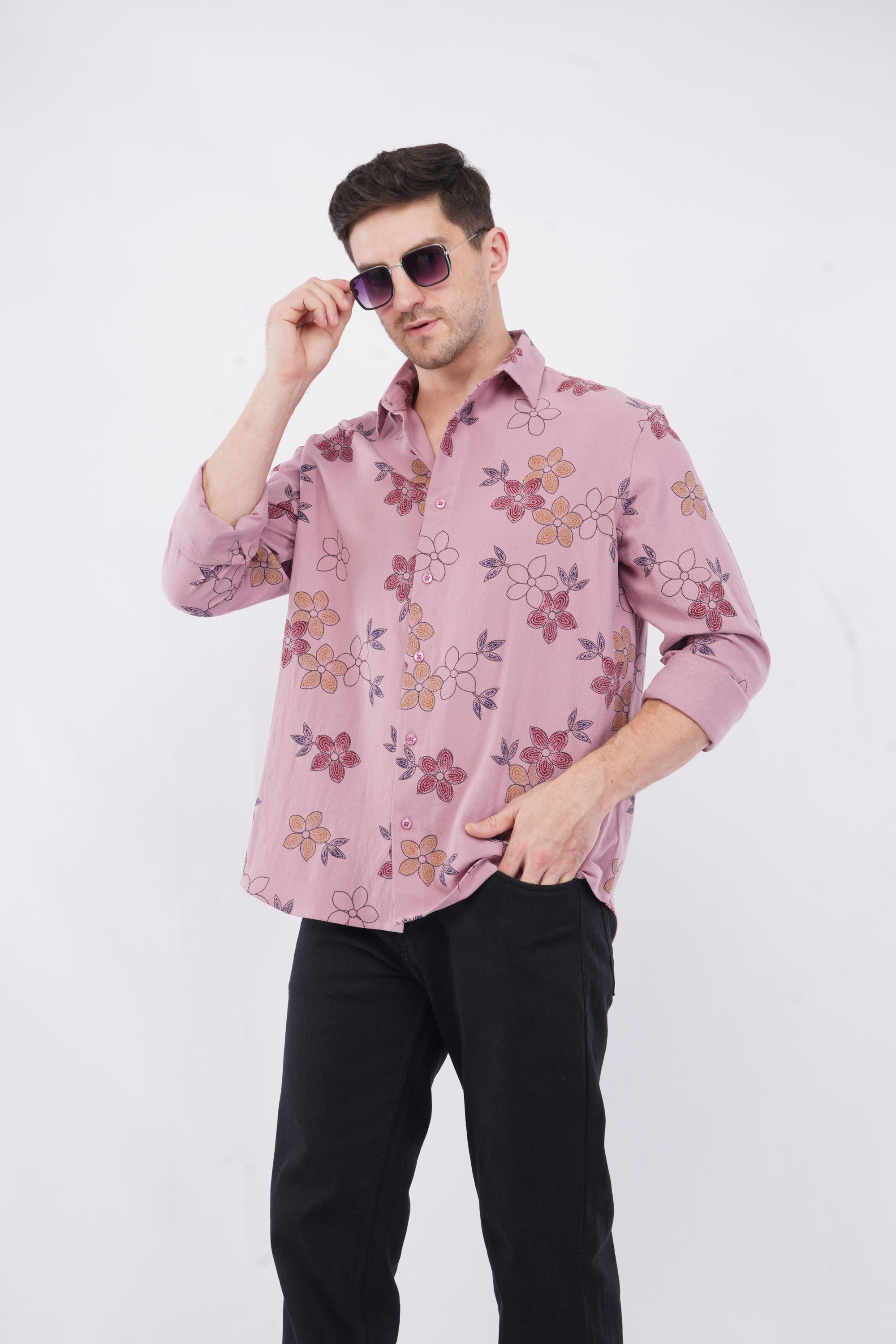 Pink Relaxed Fit Printed Shirt