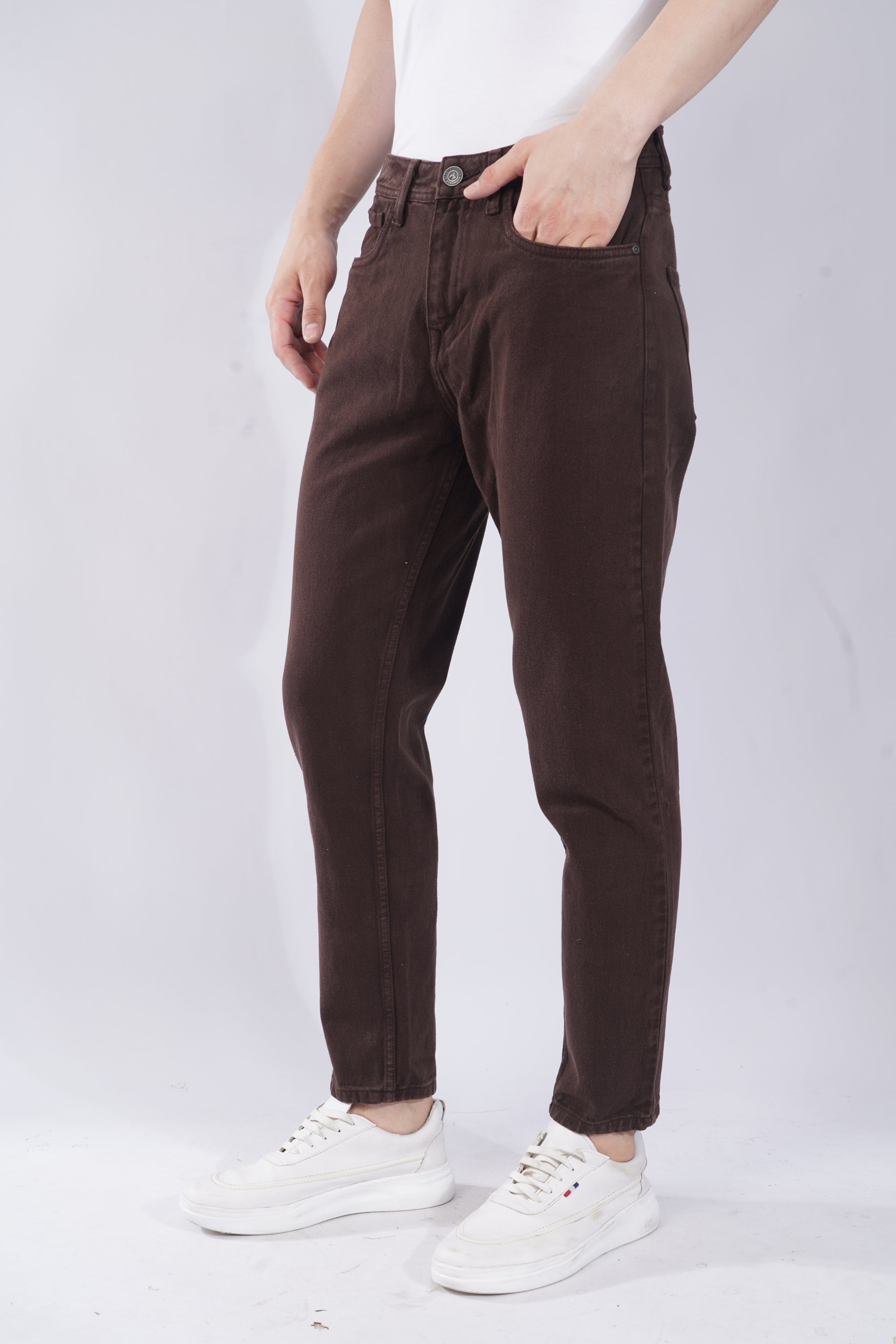 Comfort Fit Chocolate Brown Denim Pants