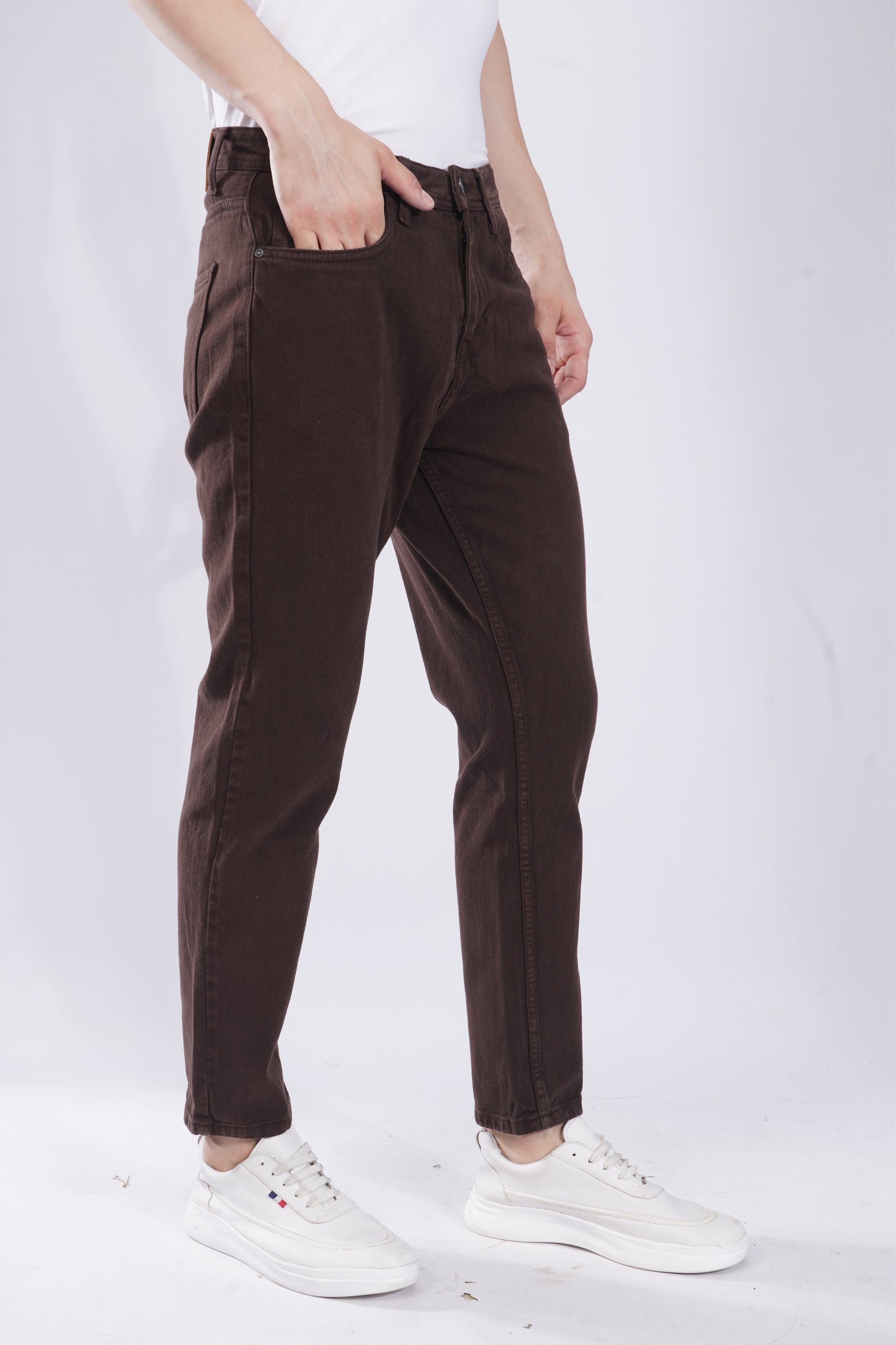 Comfort Fit Chocolate Brown Denim Pants