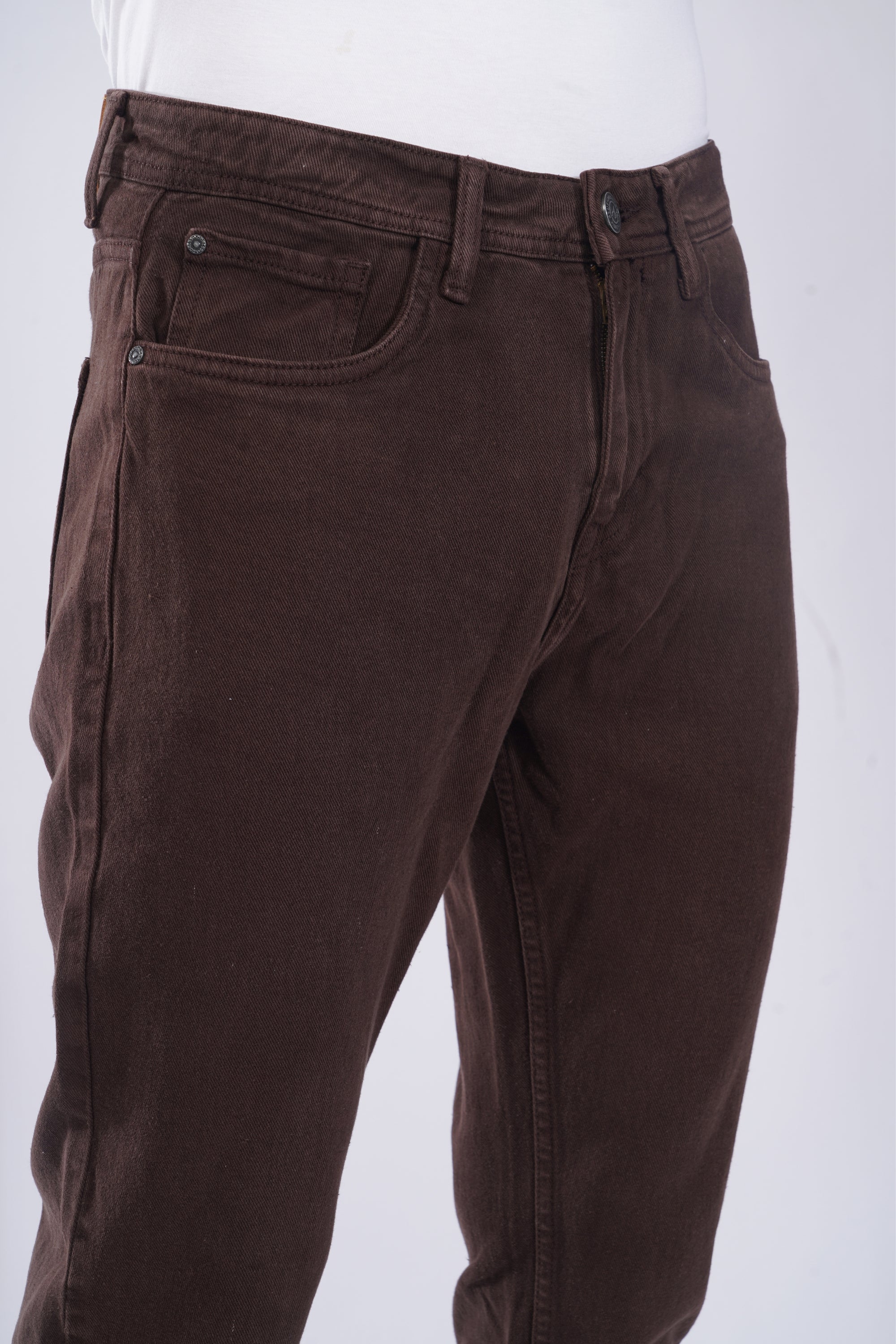 Comfort Fit Chocolate Brown Denim Pants