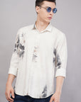 Tapered Fit Bloom Print White Full Sleeve Shirt