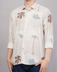 Tapered Fit Floral Print White Full Sleeve Shirt
