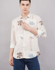 Tapered Fit Floral Print White Full Sleeve Shirt