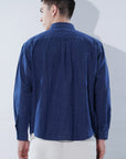 Cotton Linen Essential Fit Blue Check Shirt