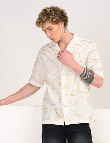 Overhanging Metallic Gold Embroidered White Half Sleeve Shirt – Address  Apparels
