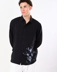 Black Relaxed Fit Floral Print Shirt